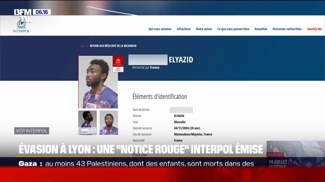 Évasion d'un détenu dans le Rhône: une "notice rouge" d'Interpol émise pour retrouver le fugitif