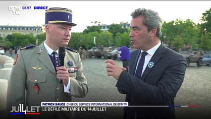 14-juillet: "Vous verrez au court de ce défilé l'incarnation de cette puissance (de la France)", indique le commandant Matthieu, chargé de la planification des opérations au Moyen-Orient