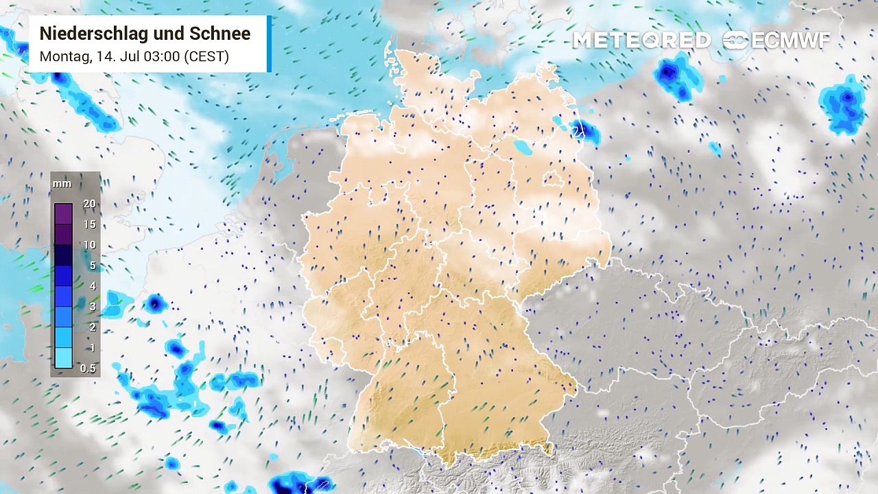 Die Wetterlage in den nächsten Stunden: Kräftige Schauer und Gewitter ziehen vorüber!