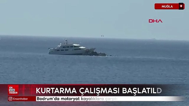 Bodrum'da motoryat kayalıklara çarptı