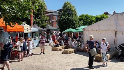 People enjoying the festival in Crediton Town Square (Will Goddard, Crediton Courier)