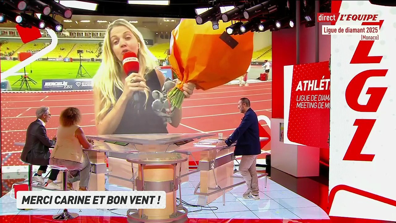 Carine Galli a effectué sa dernière sur la chaîne L'Equipe depuis le Stade Louis-II de Monaco.