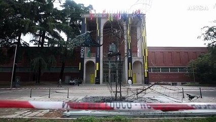 Incendiata 'La Balena' di Allegrucci alla Triennale di Milano