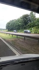 Scene of M6 crash near Lancaster Services - July 14, 2025