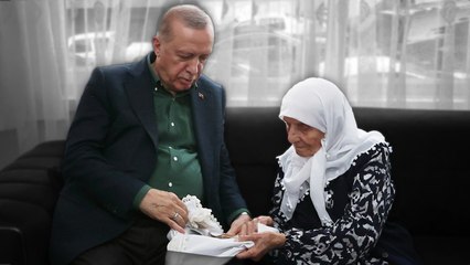 Cumhurbaşkanı Erdoğan'ın ziyaret ettiği 99 yaşındaki kadın, biriktirdiği paraları Filistinli çocuklara bağışladı