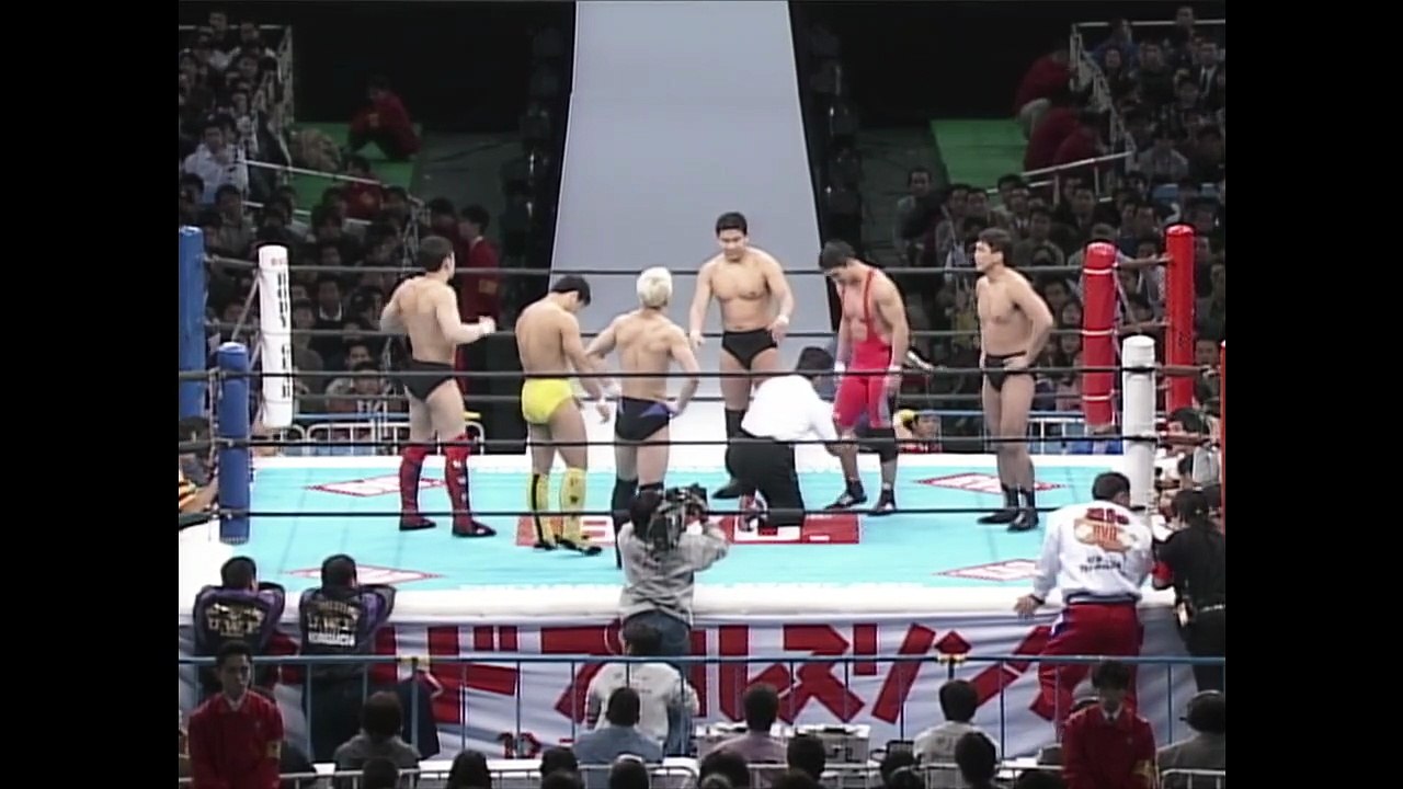 Yuji Nagata, Shinjiro Otani & Tokimitsu Ishizawa vs. Hiromitsu Kanehara, Kazushi Sakuraba & Kenichi Yamamoto (1/4/1996)