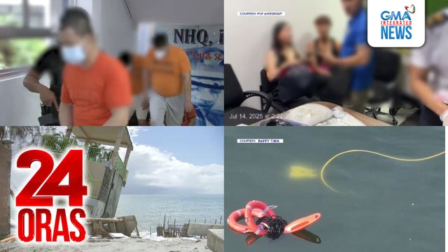 24 Oras: (Part 1) Umano'y safehouse ng mga kidnapper, natunton; mahigit P300M halaga ng shabu, nasabat sa bagahe ng 2 Pinoy galing Canada; istruktura ng mga resort sa Liwliwa, Zambales, nasira sa pagguho; ROV, isinailalim sa evaluation at test..., atbp.