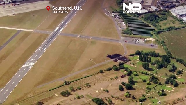 Imagens aéreas mostram consequências de acidente aéreo no Aeroporto de Southend
