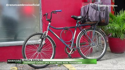 Andréssio pediu uma bicicleta elétrica, mas vai ganhar uma moto zero de Renato Ambrosio | Sabadão de Todos