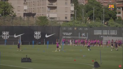 Primer entrenamiento de pretemporada del FC Barcelona completo
