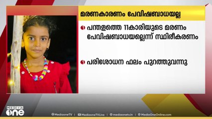 പത്തനംതിട്ട പന്തളത്തെ 11 വയസ്സുകാരിയുടെ മരണം പേവിഷബാധ മൂലമല്ലെന്ന് പരിശോധന ഫലം