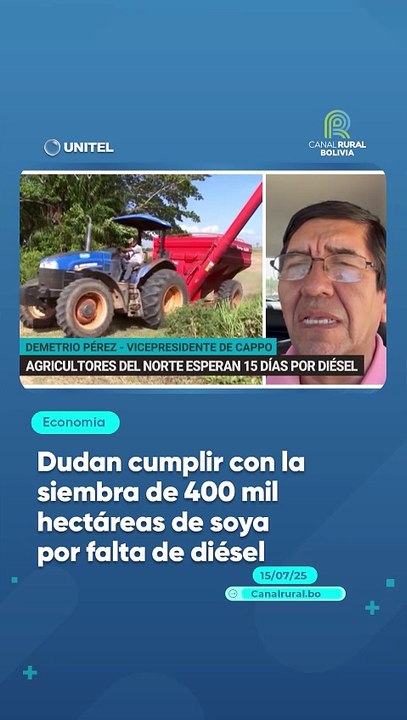 Dudan cumplir con la siembra de 400 mil hectáreas de soya por falta de diésel