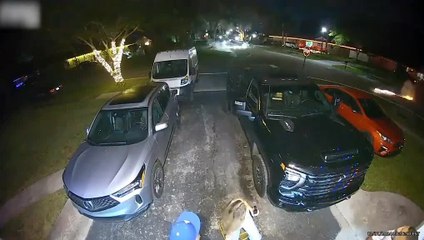 CCTV Captures People Running as Firework Explodes on Ground