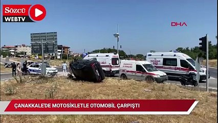 Çanakkale'de motosikletle otomobil çarpıştı: 1'i ağır 2 yaralı