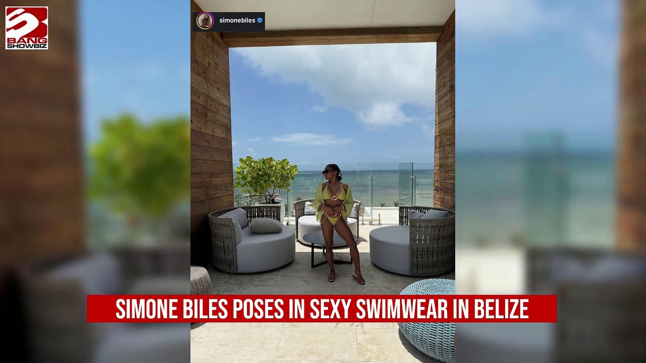 Simone Biles wears sexy swimwear in Belize