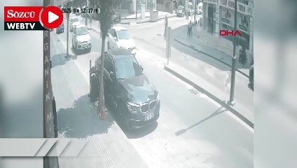 Motosikletle bisikletin çarpıştığı kaza kamerada