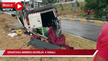 Isparta'da minibüs devrildi: 4 yaralı