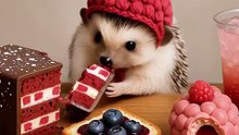 See how the baby hedgehog enjoys his food