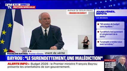 "La dette de notre pays représente aujourd'hui plus de 3.300 milliards d'euros", déclare François Bayrou