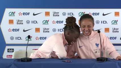 Bacha and Baltimore can't control their laughter after journalists question