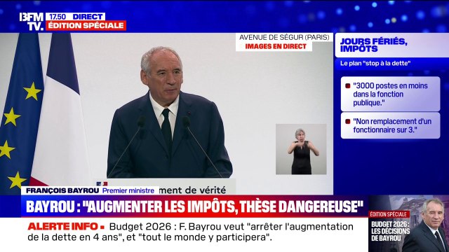 Augmentation des impôts: C'est une thèse dangereuse , affirme François Bayrou