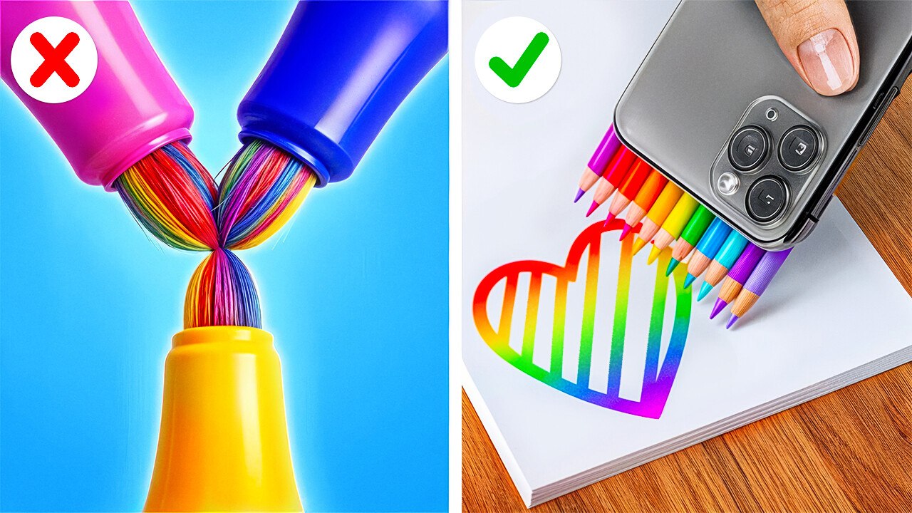 Défi DIY Arc-en-ciel ! Astuces d'ART amusantes & Gadgets cool pour élèves FUTÉS par 123 GO! Like