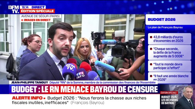 Budget 2026: Monsieur Bayrou va rencontrer l'opposition radicale du RN , assure Jean-Philippe Tanguy, député RN de la Somme
