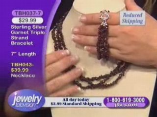 TBH043 - Garnet Triple Strand Adjustable Necklace