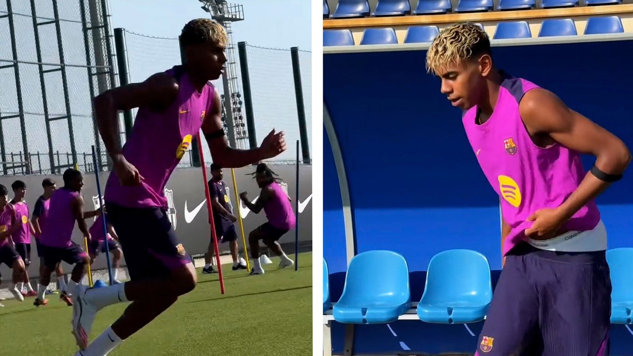 Lamine Yamal reaparece entrenando con el Barcelona tras polémica por su cumpleaños