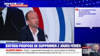 "Il faut censurer ce gouvernement le plus rapidement possible", estime Manuel Bompard, coordinateur de LFI et député des Bouches-du-Rhône
