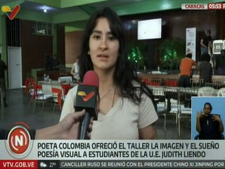 Poeta colombiana Estefany Rojas abre puerta del arte y la poesía a estudiantes de la U.E Judith Liendo
