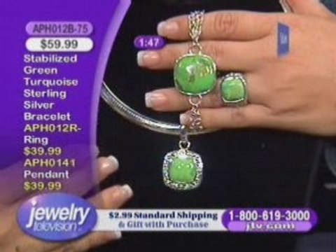 APH012B - Green Turquoise Sterling Silver Bracelet