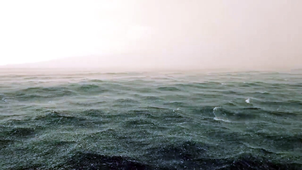 rainstorm over sea in the azores