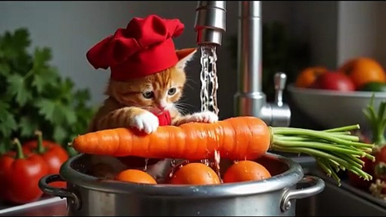 🐾 Tiny Chef Cat’s aAdorable Culinary Adventure 🍳 _  #kitten  #pets #cute #cooking