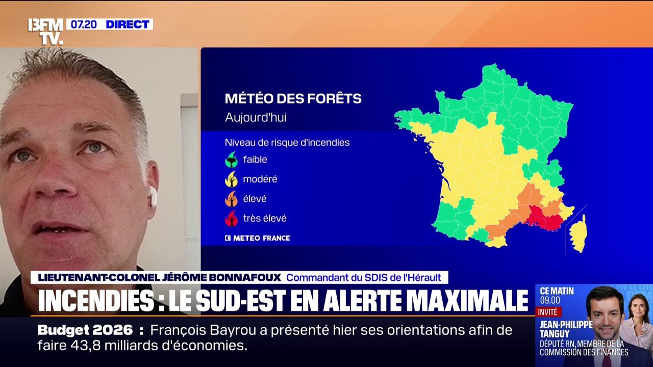 Incendies: "On est sur une saison qui s'annonce complexe et surtout précoce", détaille le lieutenant-colonel Jérôme Bonnafoux, commandant du SDIS de l'Hérault
