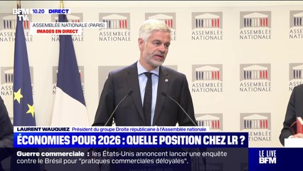 Budget 2026: "Le plan de François Bayrou a au moins le mérite de chercher des solutions", juge Laurent Wauquiez, président du groupe Droite républicaine