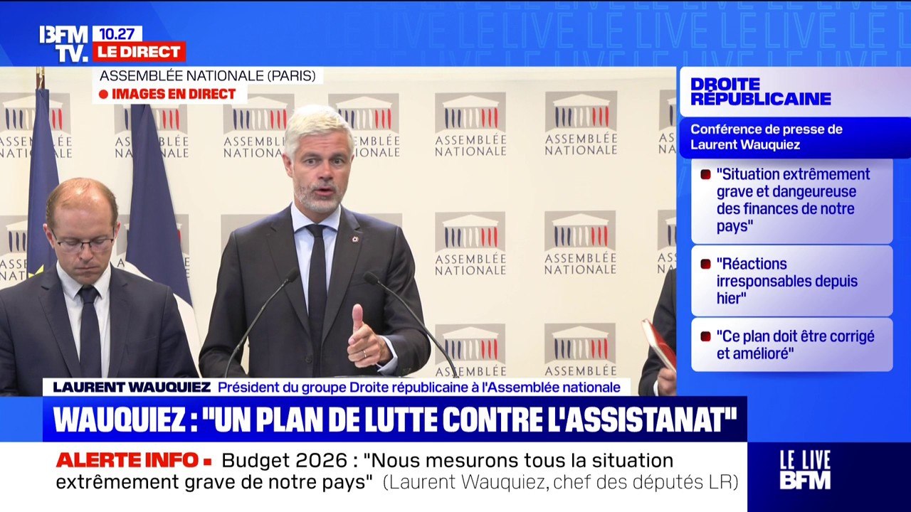 Budget 2026: "On pense qu'on peut aller plus loin sur la limitation des dépenses publiques et le train de vie de l'État", indique Laurent Wauquiez