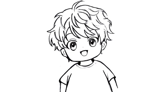 Easy anime drawing - How to draw a cute anime boy step-by-step