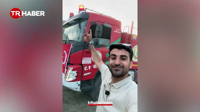 Türk ekiplerine bozkurt selamı! Suriyeli genç Hatay'dan gelen itfaiye ekiplerini 'Kardeşiz kardeş' diyerek karşıladı