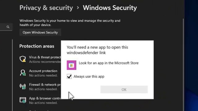 Fix “You'll Need a New App to Open This WindowsDefender Link” Error in Windows 11/10 | Security Center Not Opening ✅
