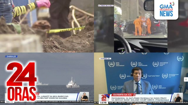 24 Oras: (Part 1) 'Di bababa sa 3 salvage victim na ipinalibing sa public cemetery, hinukay; SUV na minamaneho ng Korean nat'l, bumangga sa railing ng SLEX bago tumama sa isa pang SUV; ex-Pres. Duterte sa tila pag-uugnay sa kanya sa isyu ng..., atbp.