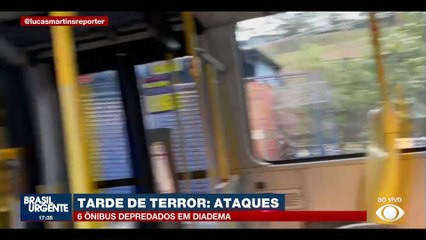 Mais de cinco ônibus são atacados em Diadema, na Grande SP