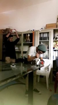 Styrofoam Snaps Mid-Swing While Guy Playfully Swings at Friend