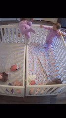 Twin Toddlers Figure Out How to Climb Across Each Other's Cribs