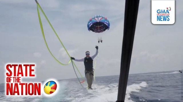 Lalaki, tumulay sa taling nakakabit sa umaandar na motorboat at lumilipad na parasail | SONA