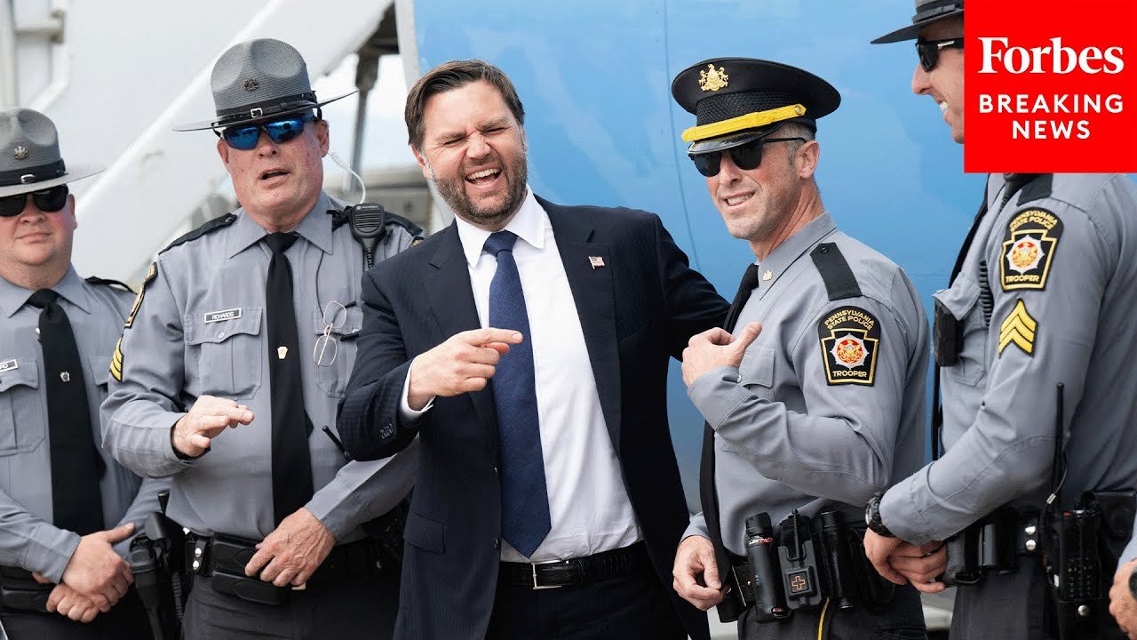 VP JD Vance Poses For Photo With State Troopers Before Departing Pennsylvania