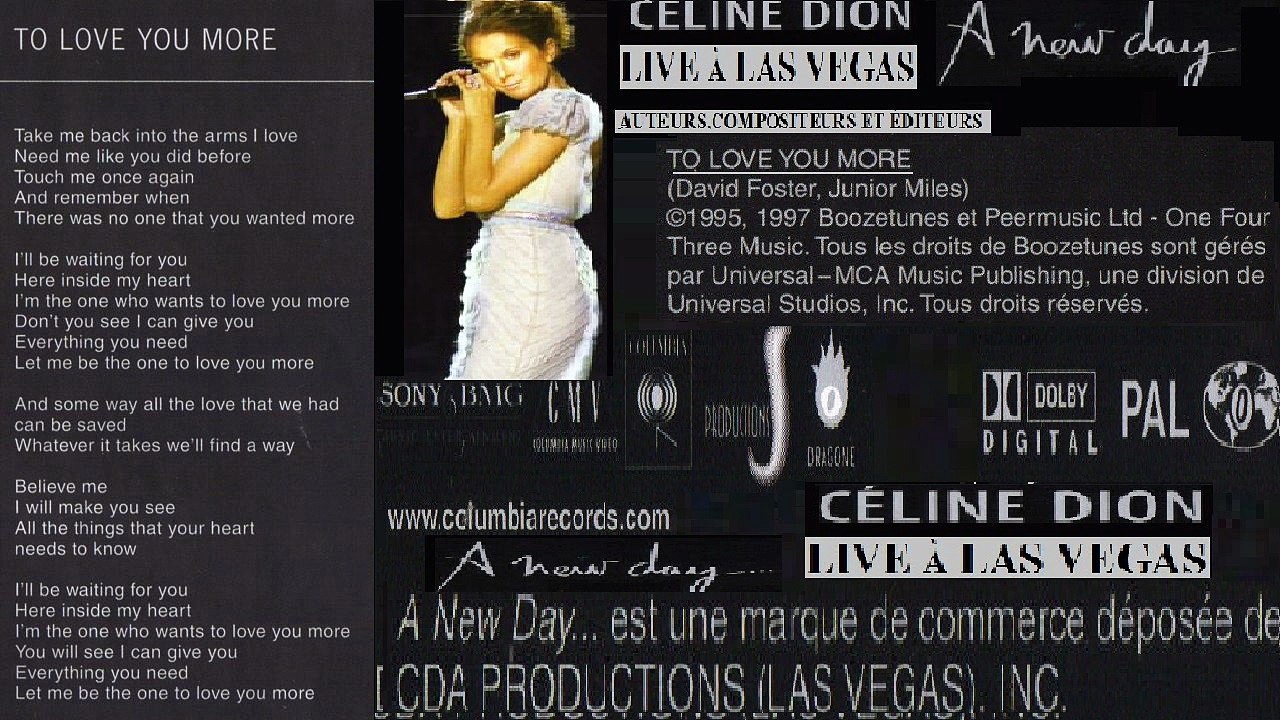 CELINE DION — TO LOVE YOU MORE