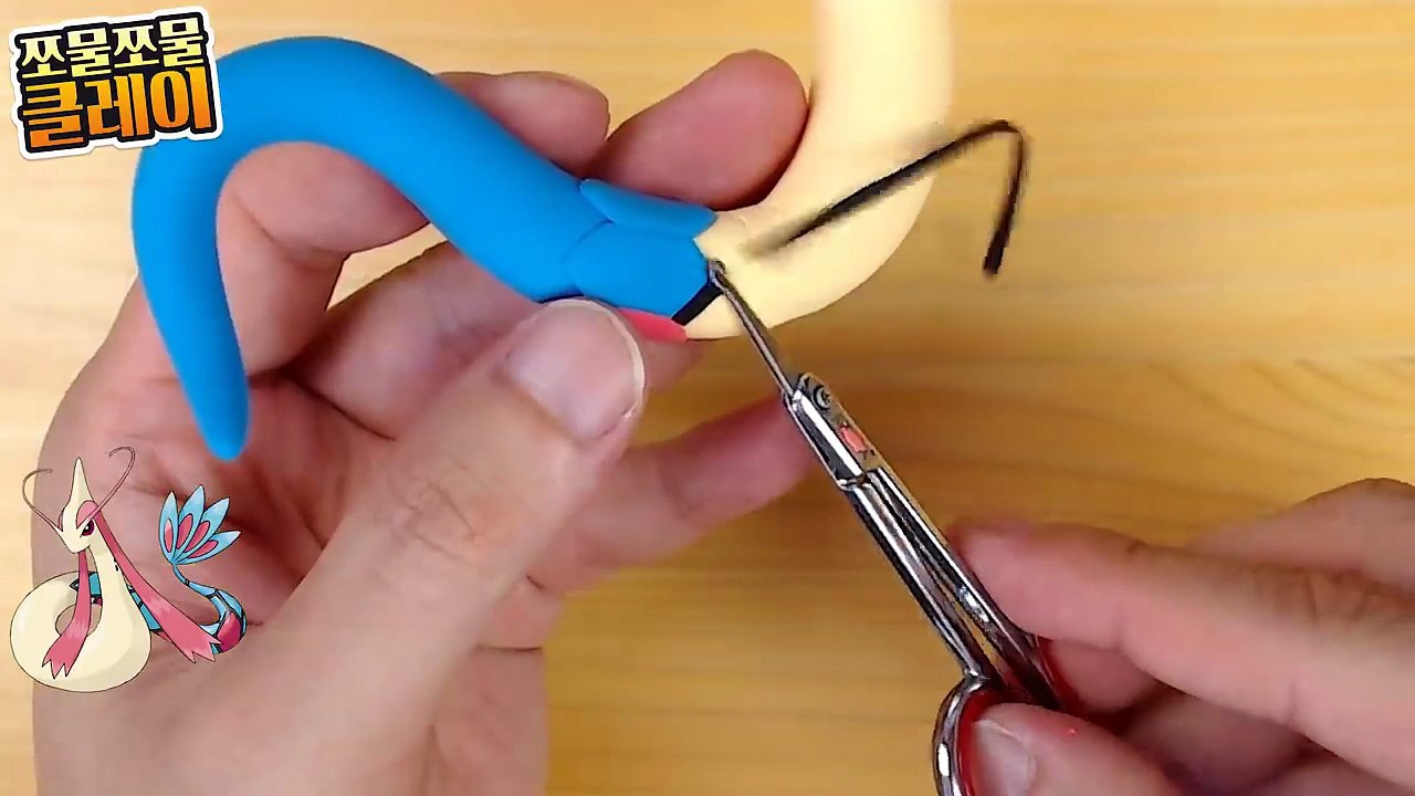 Sculpting Milotic Water-type Pokémon Clay art