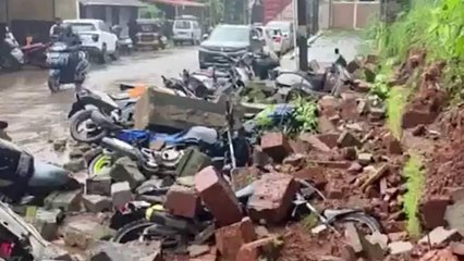 Mangaluru Wall Collapse Wrecks Vehicles Amid Heavy Rain