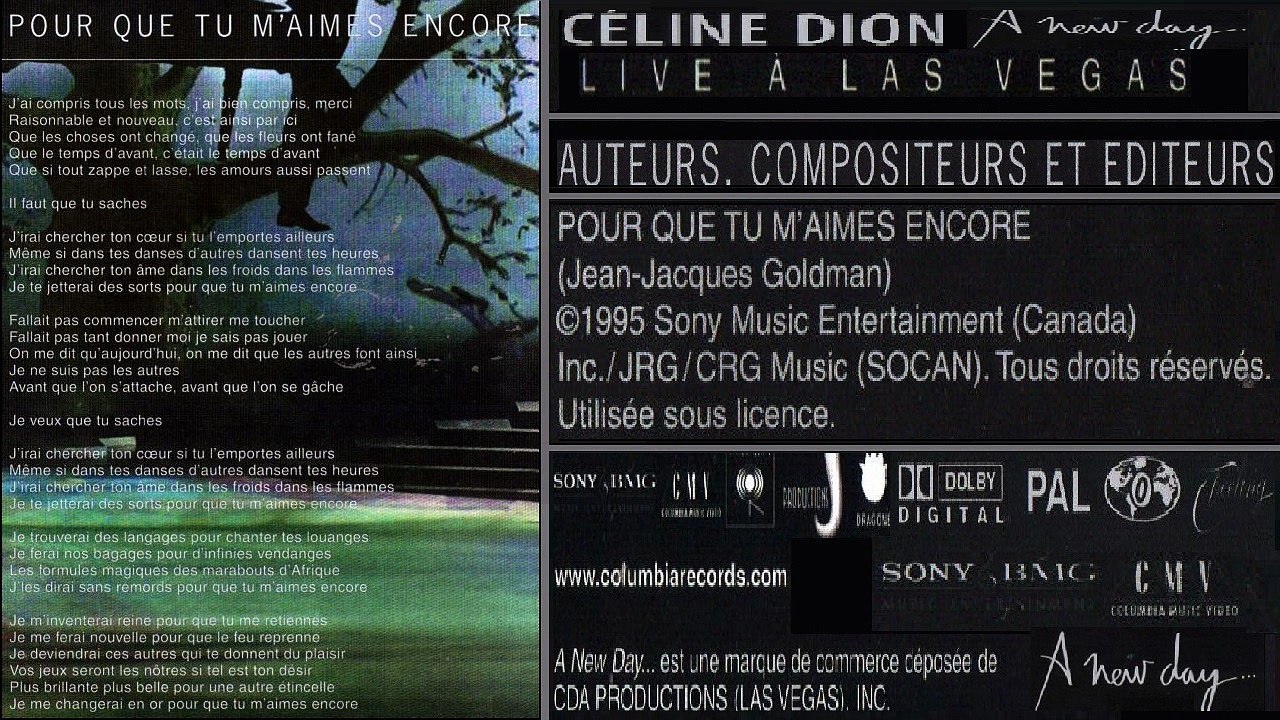 CELINE DION — POUR QUE TU M'AIMES ENCORE